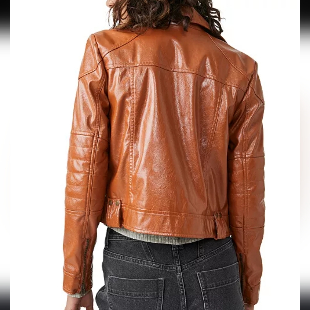 NWOT Free People Josie Faux Leather Vegan Jacket. Small - Picture 3 of 13